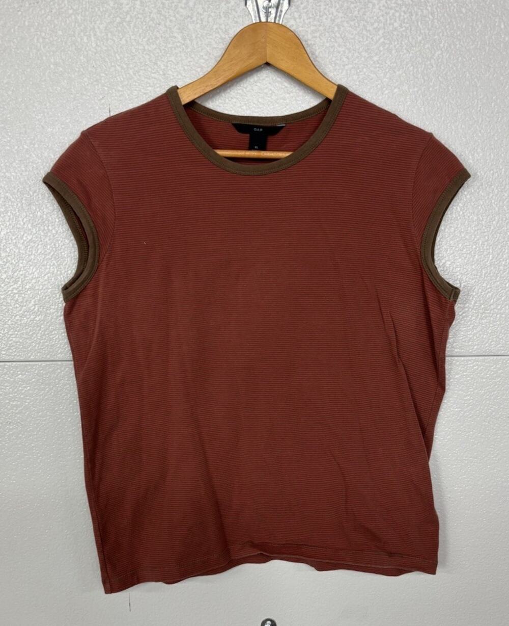 Gap Womens T-Shirt Striped Short Cap Sleeve Size XL Vintage Y2K Summer